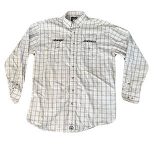 Wrangler Jack Daniels Large Tall White Plaid Western Shirt